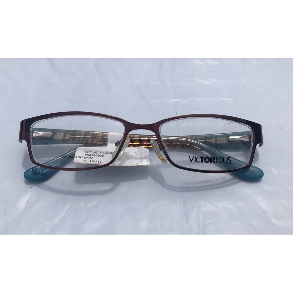 Victorious Women's V423 Full Rim Frame, Brown/Turquoise, Size 52-18-135